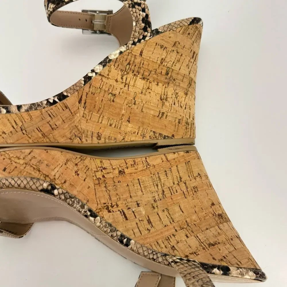 charles by charles david Tan Snake Skin‎ Print Wedge Platform Sandals Sz 11M